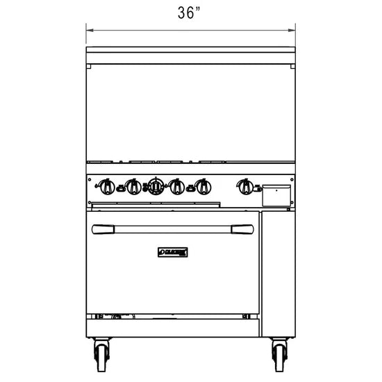 Dukers  DCR36-4B12GM 36" Gas Range with Four (4) Open Burners & 12" Griddle (Free Shipping) (Add to cart for discount)