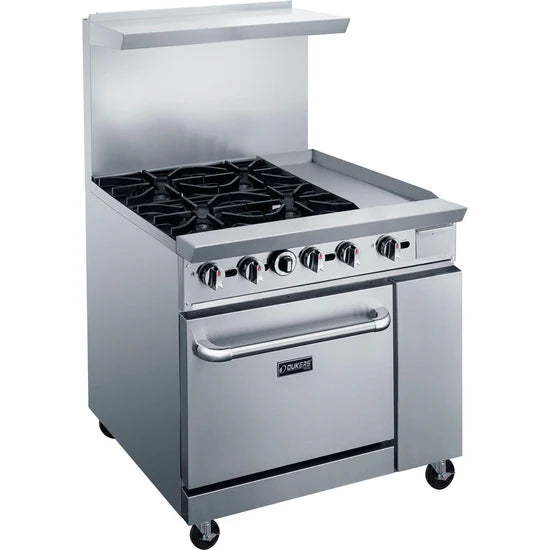 Dukers  DCR36-4B12GM 36" Gas Range with Four (4) Open Burners & 12" Griddle (Free Shipping) (Add to cart for discount)