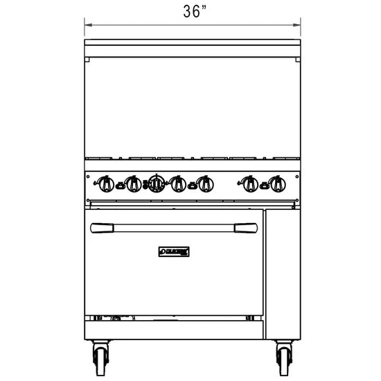 Dukers  DCR36-6B 36" Gas Range with Six (6) Open Burners (Free Shipping) (Add to cart for discount)