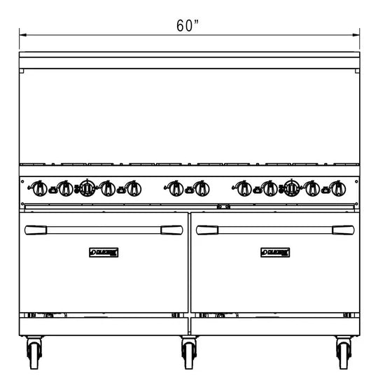 Dukers  DCR60-10B 60" Gas Range with Ten (10) Open Burners (Free Shipping) (Add to cart for discount)