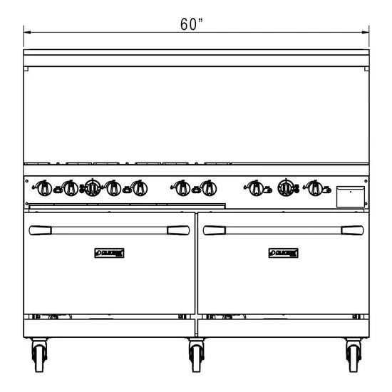 Dukers  DCR60-6B24GM 60" Gas Range with Six (6) Open Burners & 24" Griddle (Free Shipping) (Add to cart for discount)