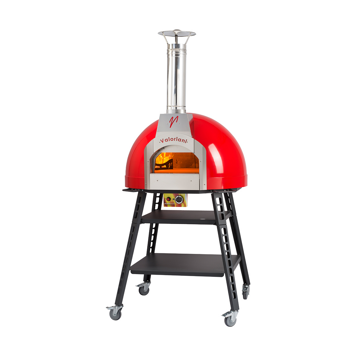 Valoriani Baby 75 Red Metal Dome Gas and Wood Fired Oven with Stand and Casters – 44,358 BTU
75 燃气/柴火双燃披萨烤箱(红金屬款)