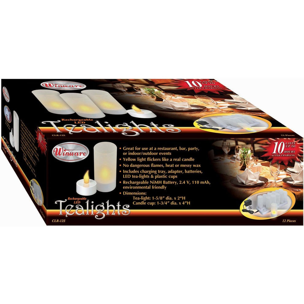 CLR-12S - 12 Pack Rechargeable Votive Tealight Set, 12-pieces/pack