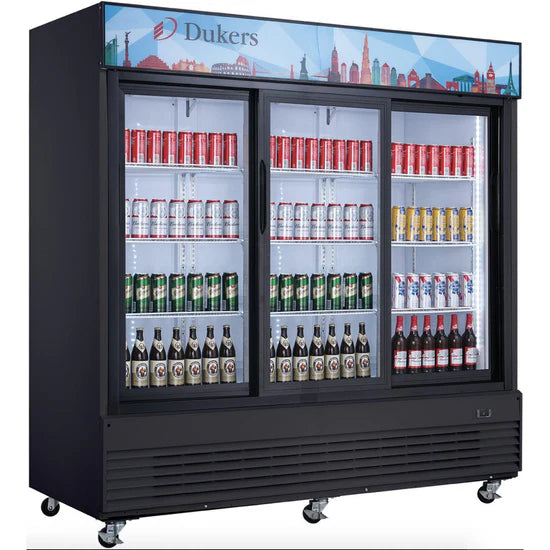 Dukers DSM-68SR Commercial Glass Sliding 3-Door Merchandiser Refrigerator (Free Shipping)+(Add to cart for discount)