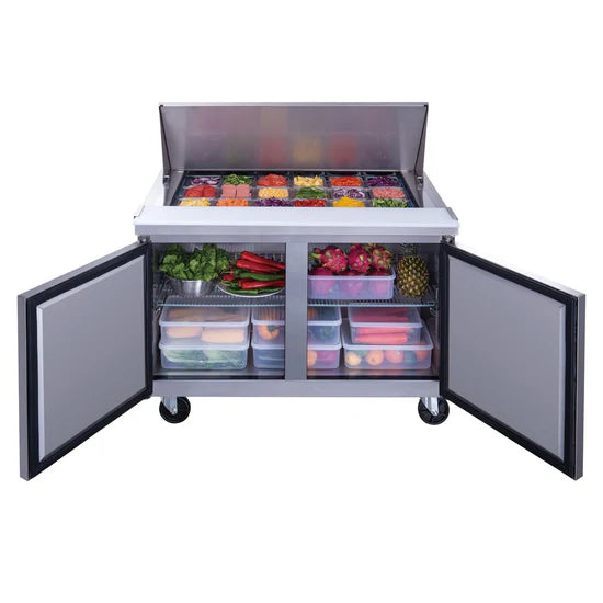 Dukers DSP48-18M-S2 2-Door Commercial Food Prep Table Refrigerator in Stainless Steel with Mega Top (Free Shipping) (Add to cart for discount)