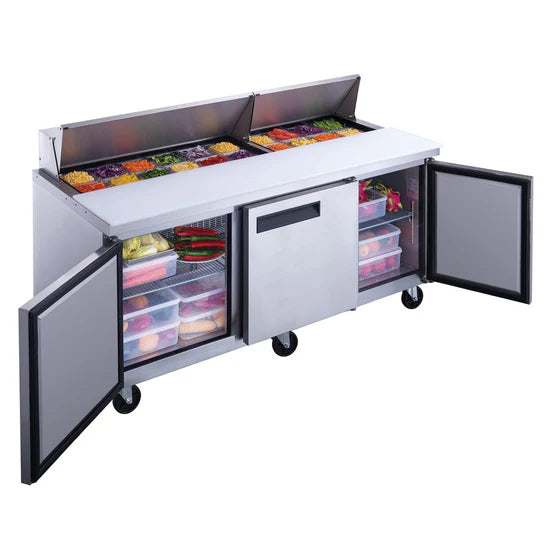 Dukers DSP72-18-S3 3-Door Commercial Food Prep Table Refrigerator in Stainless Steel (Free Shipping) (Add to cart for discount)
