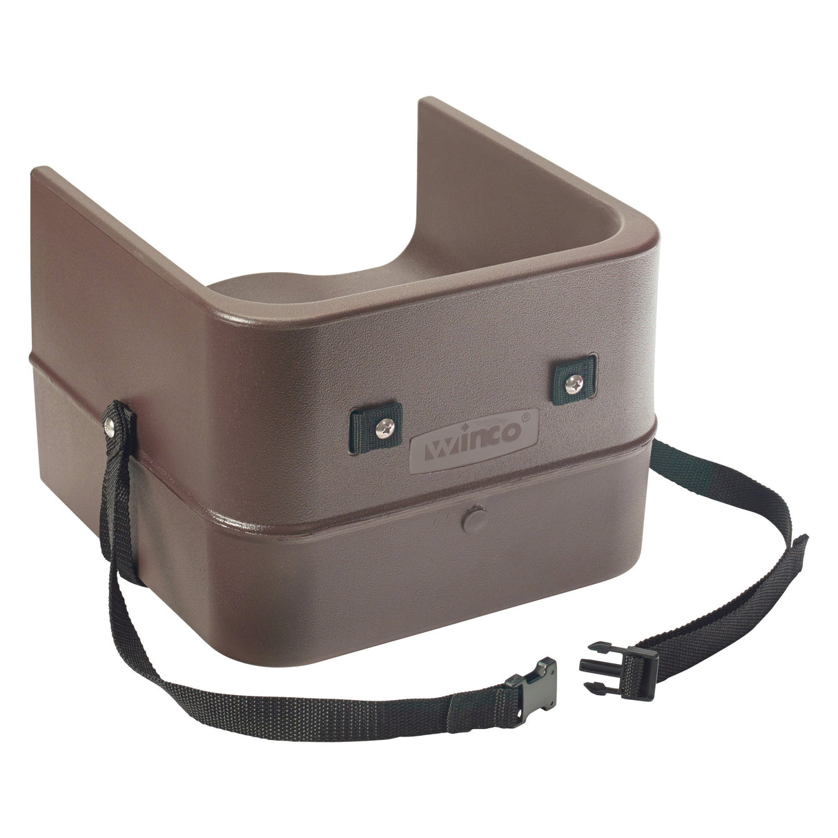 Booster Seat, Plastic, Single-Sided, 3-Way Strap, Brown