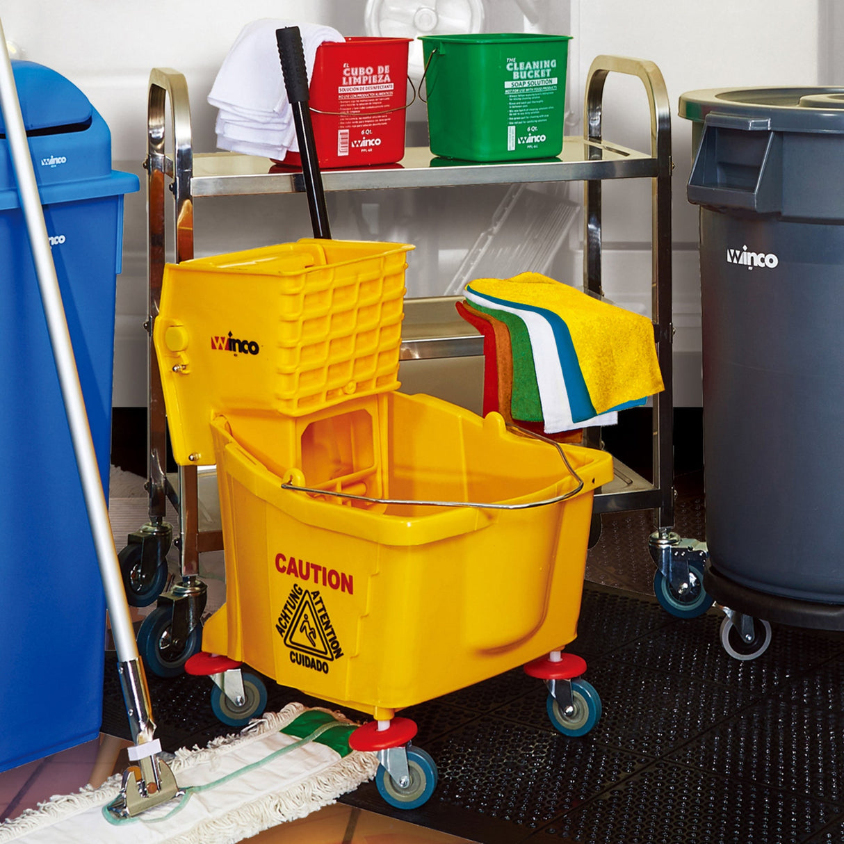 Mop Bucket w/Wringer, 36qt, Yellow