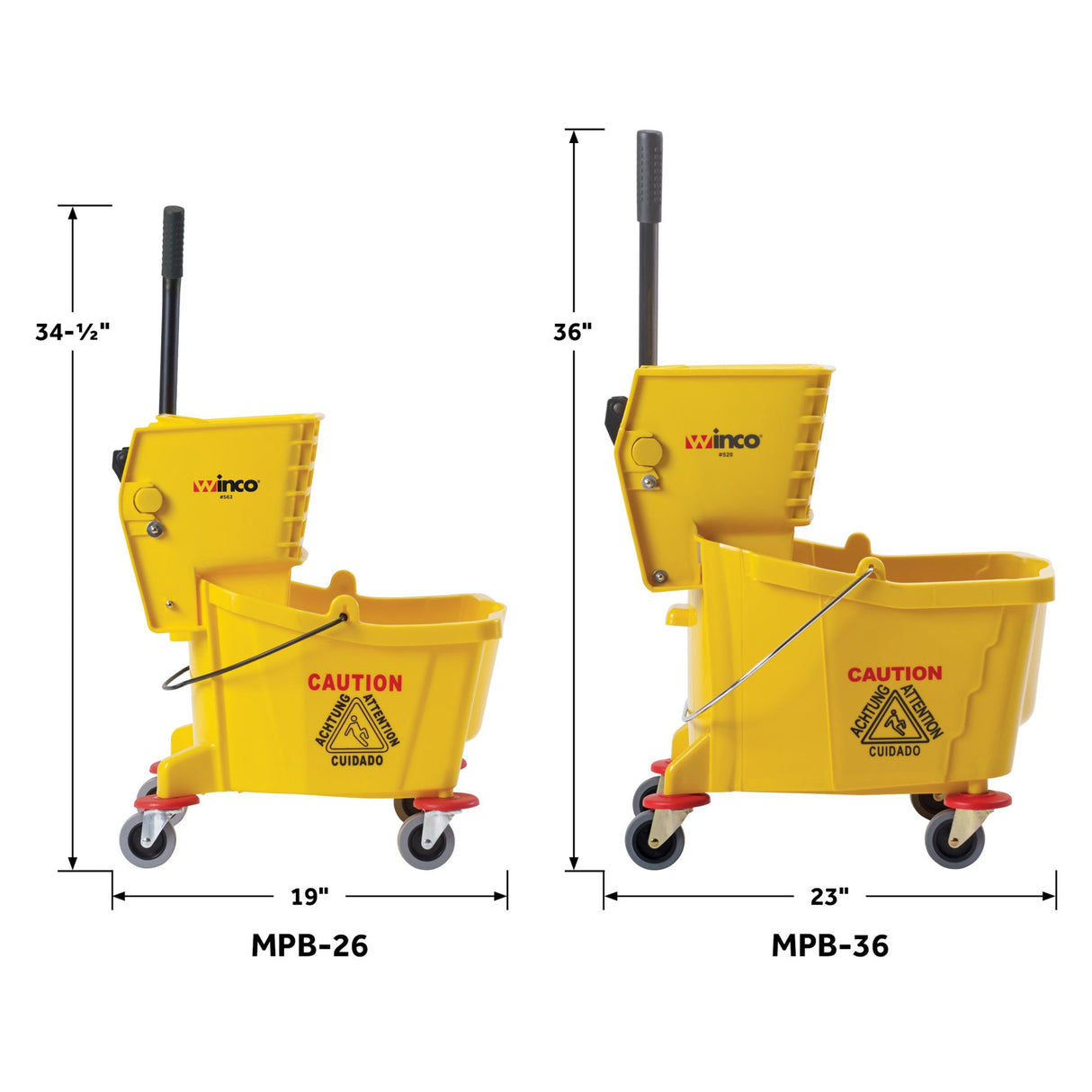 26 Quart Mop Bucket with Side-Press Wringer, Yellow