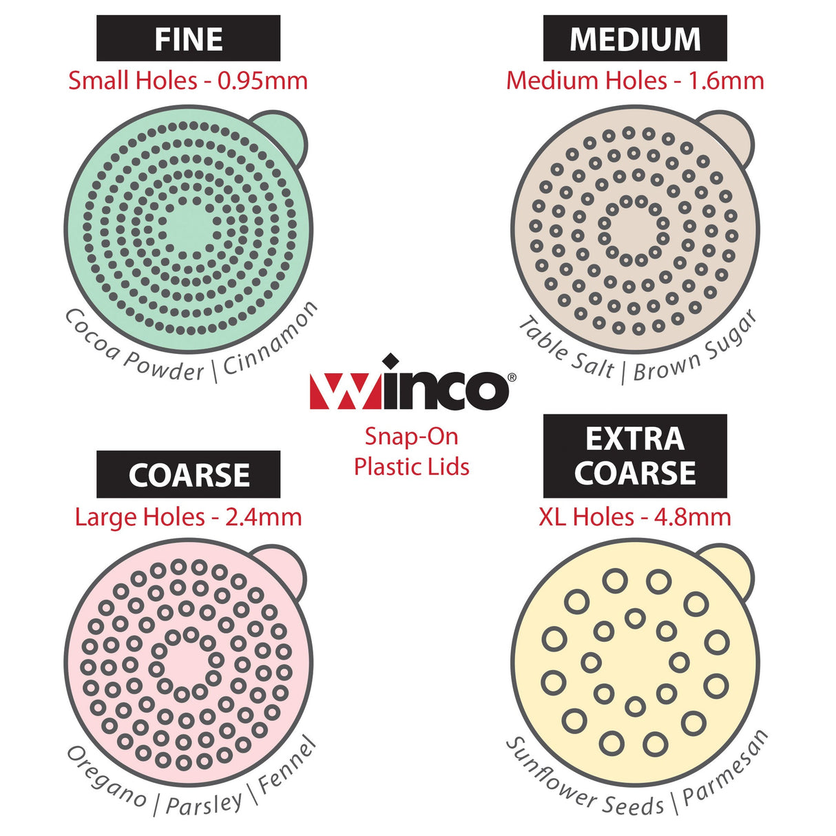 10 oz Dredge Set with 4 Colored Snap-On Lids