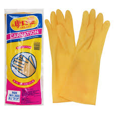 Carnation Natural Latex Gloves, Yellow