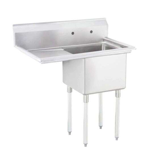 L&J 18X24-inch Stainless Steel 1-Compartment Sink W Left Drainboard