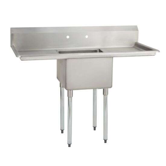 L&J 18X21-inch Stainless Steel 1-Compartment Sink W Both sides Drainboard
