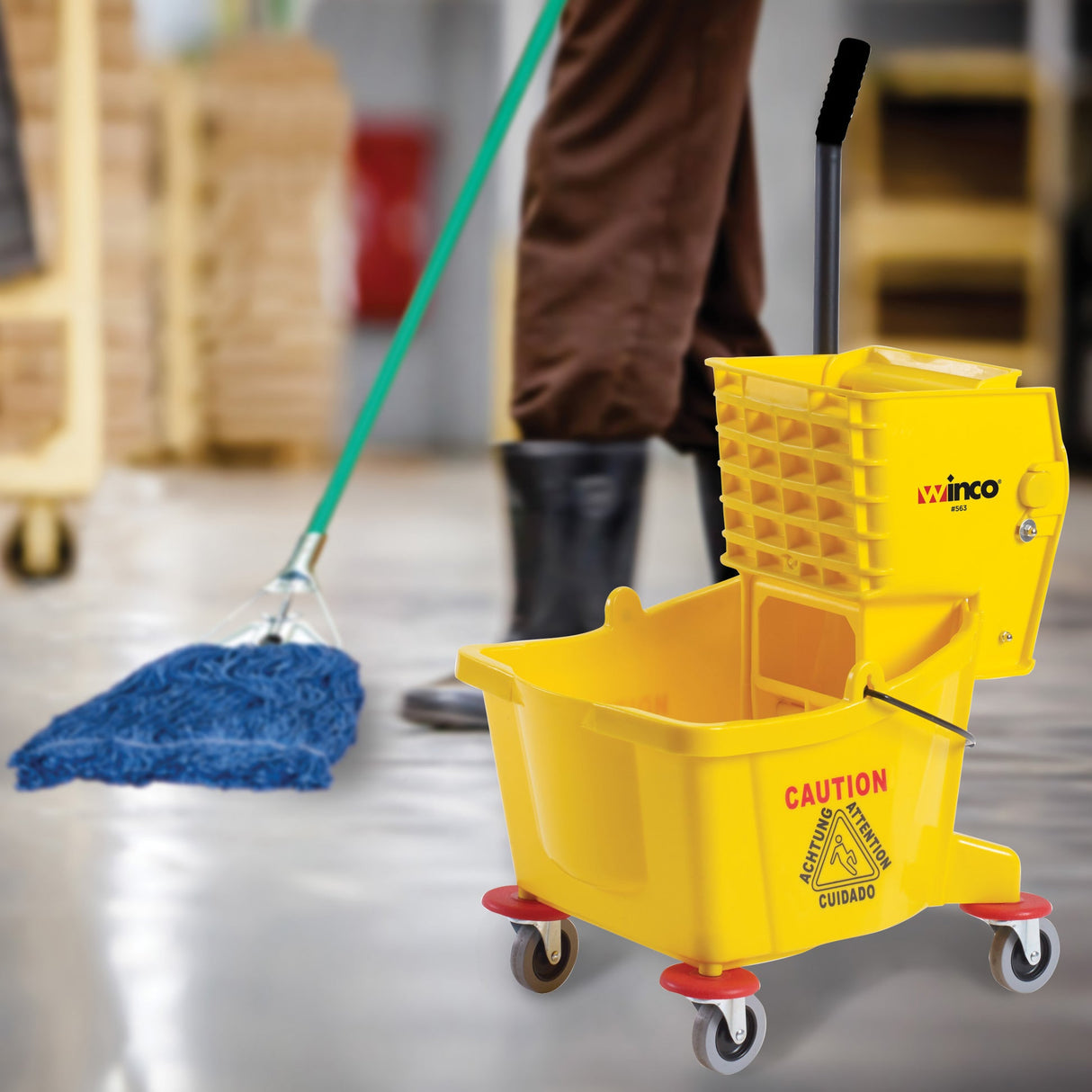 26 Quart Mop Bucket with Side-Press Wringer, Yellow