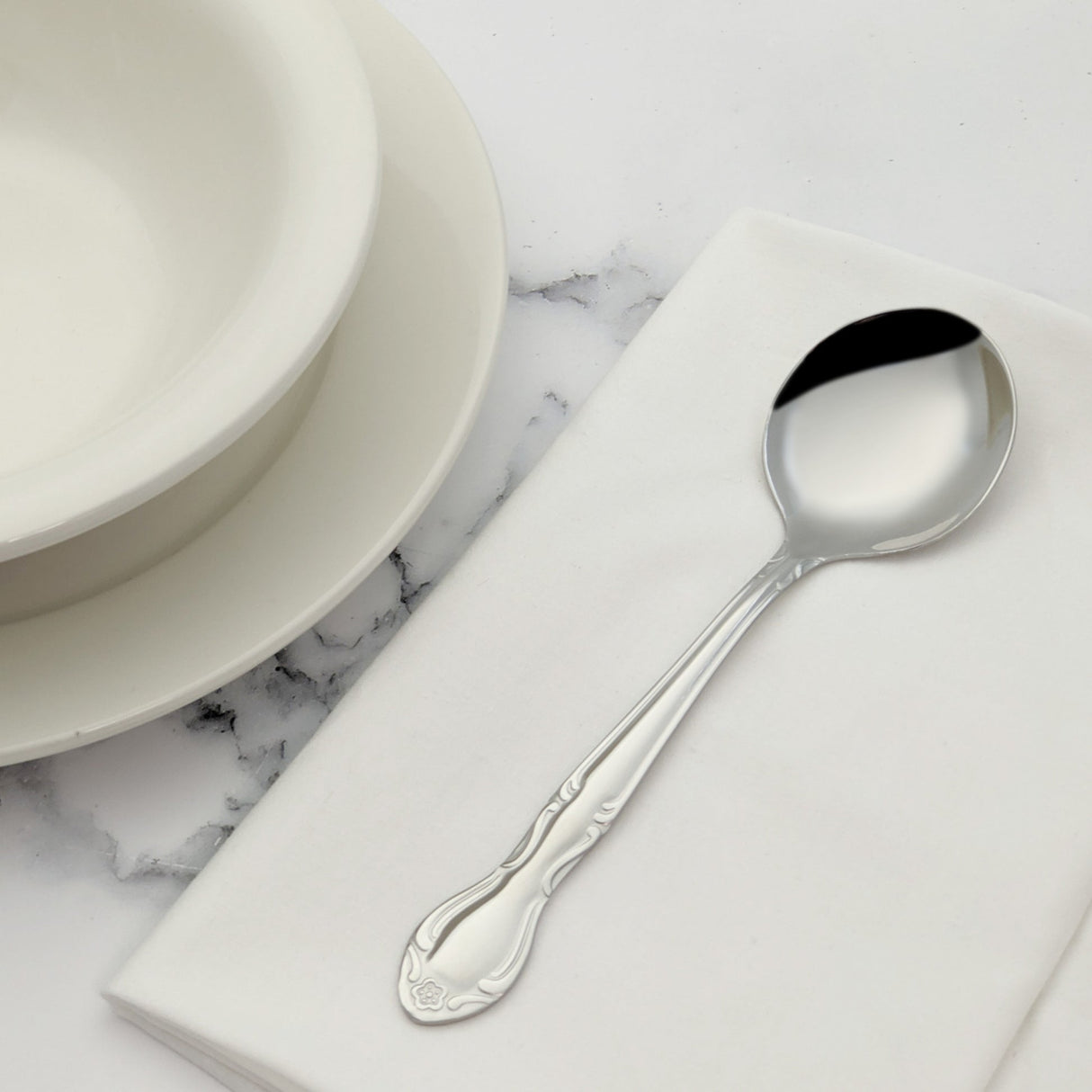 Elegance Bouillon Spoon, 18/0 Heavyweight