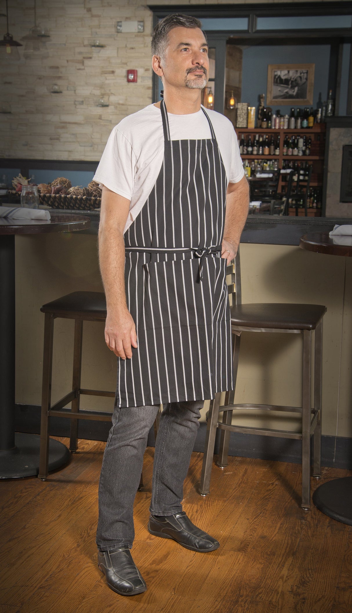 Bib Apron, 34"x 27", Chalkstripe