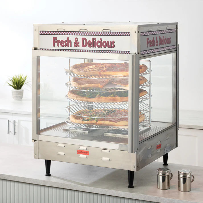 BenchmarkUSA Rotating Pizza Display Warmer - Stainless Steel, Humidified, ETL Certified