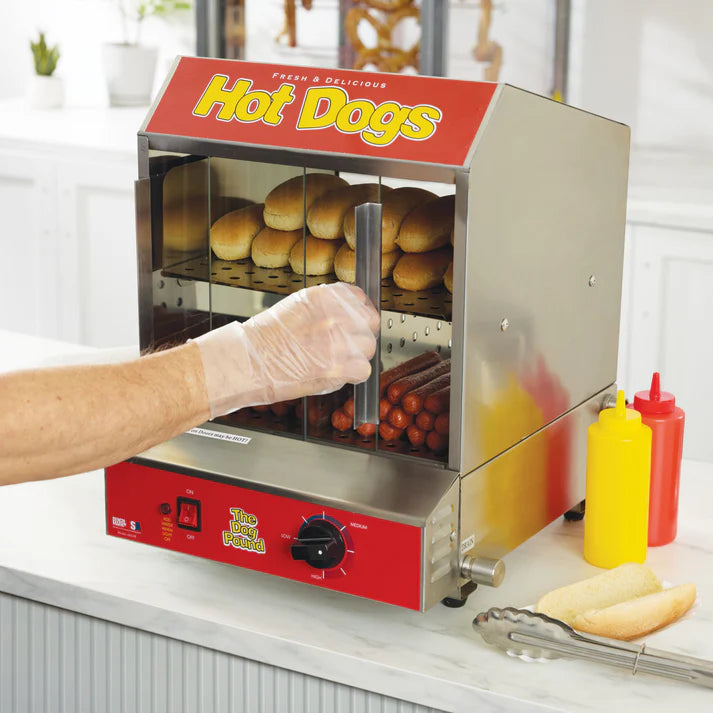 High-Capacity BenchmarkUSA Dog Pound Hot Dog Steamer & Bun Warmer
