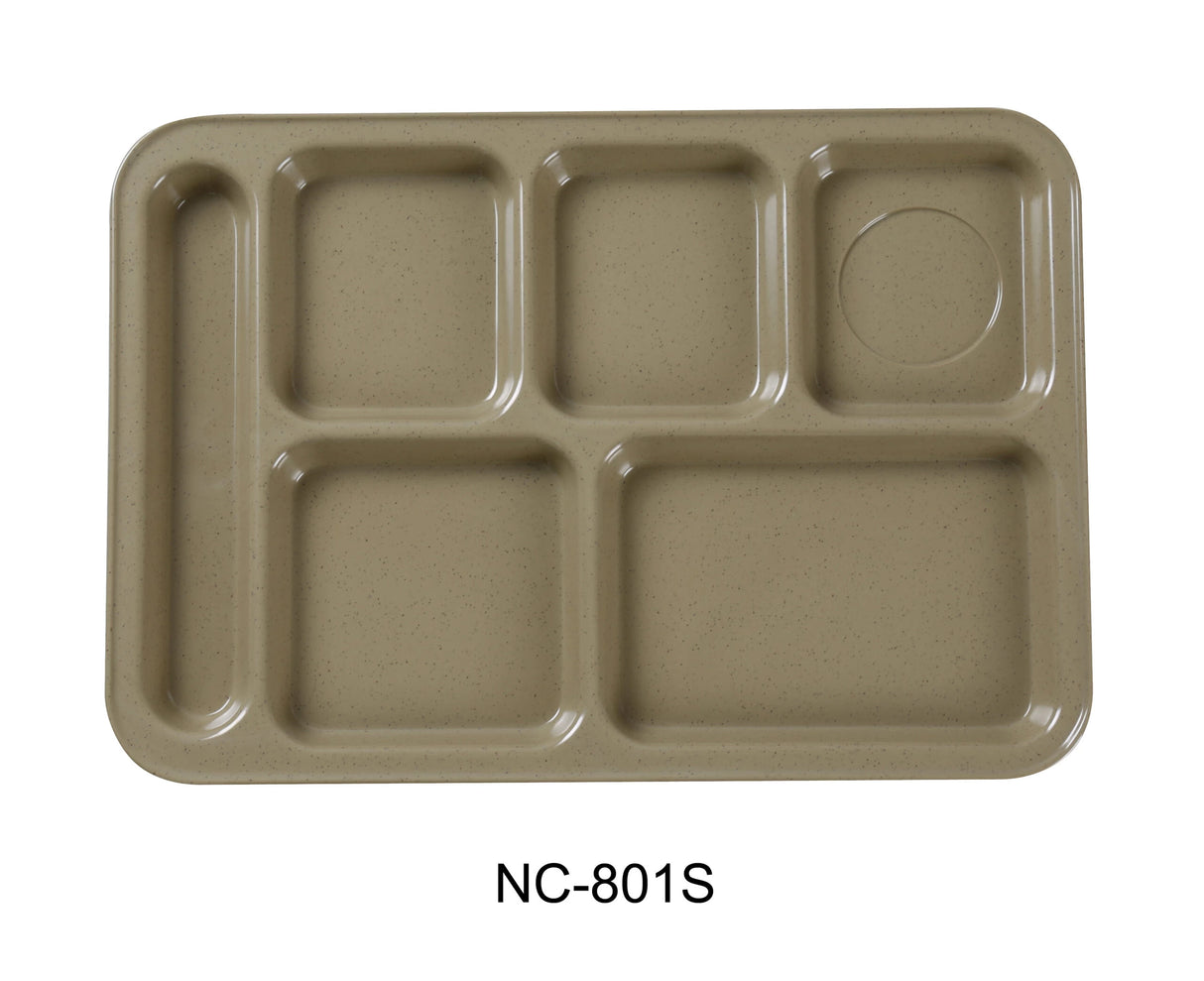 Yanco 14" X 10" 6- Compartment Tray Sand Left 左式六格碟
