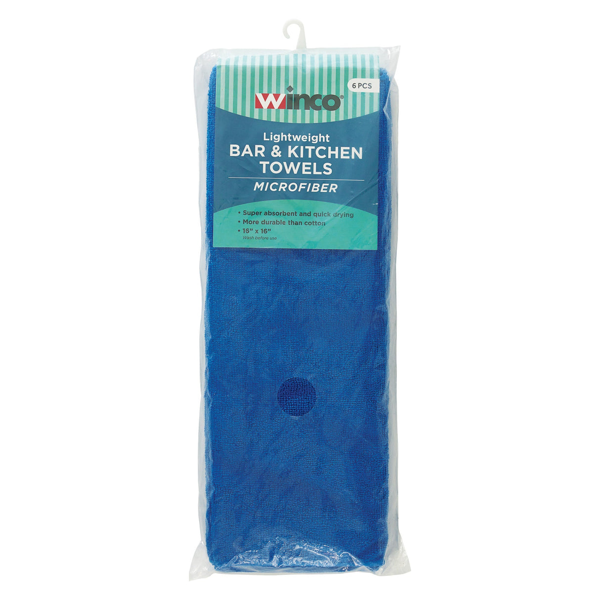 Microfiber Towel, 16" x 16", 6pcs/pk, Blue