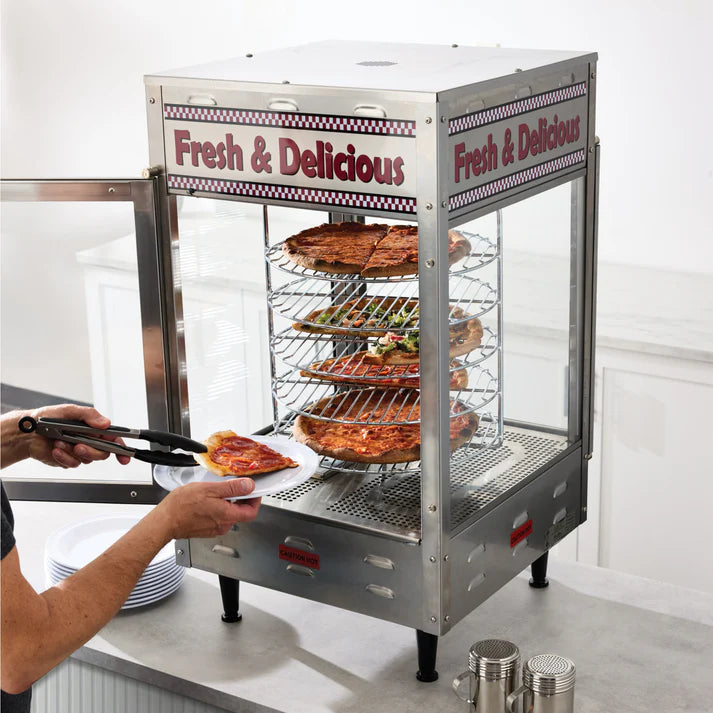 BenchmarkUSA Rotating Pizza Display Warmer - Stainless Steel, Humidified, ETL Certified