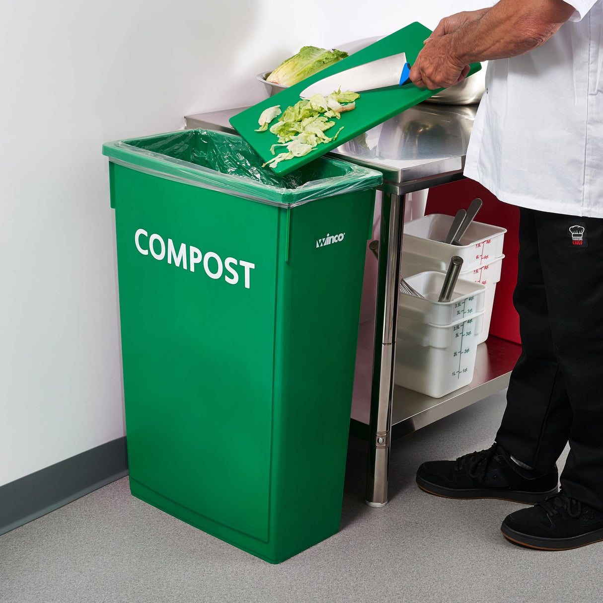 23 Gallon Slender Trash Can, Green, COMPOST