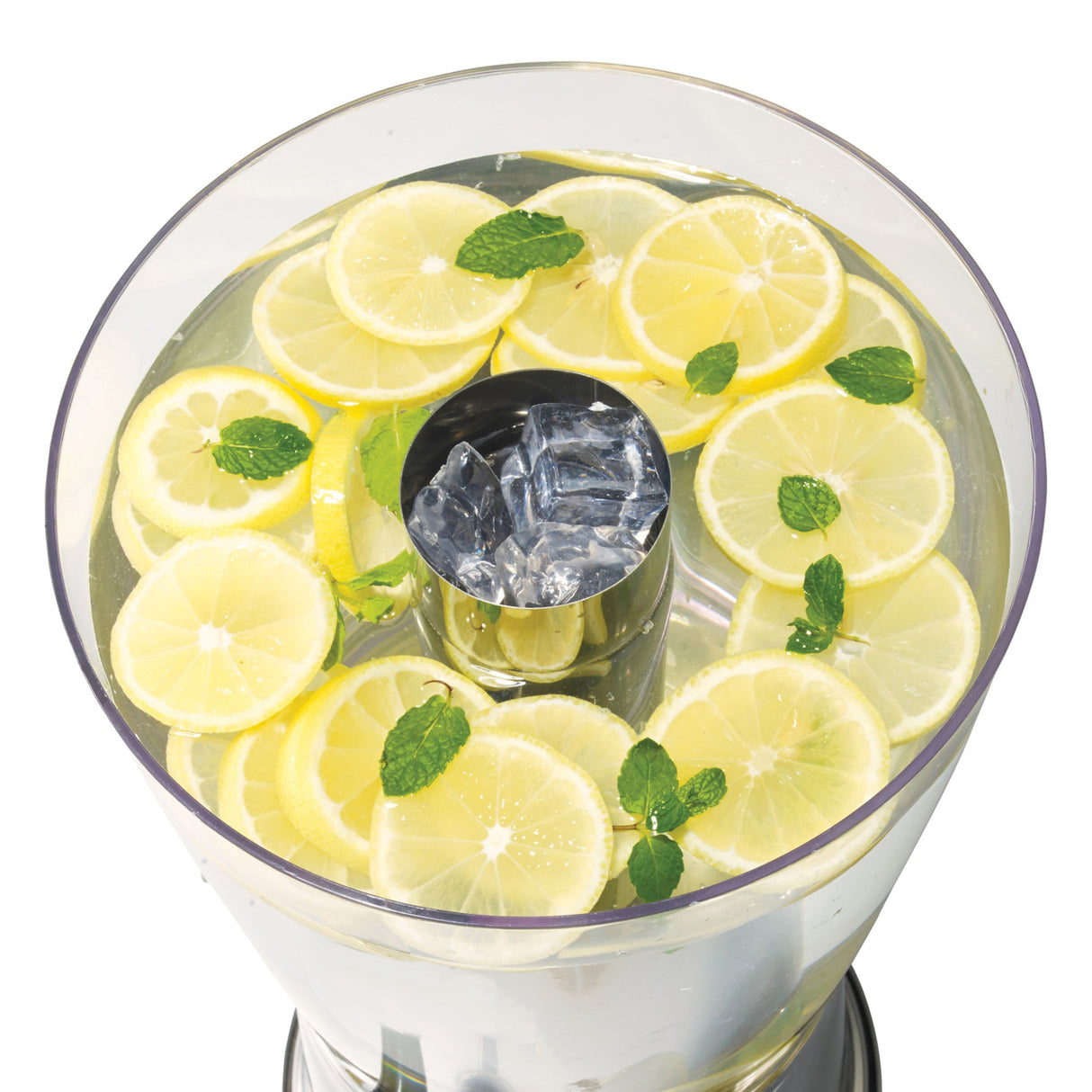 Cold Beverage Dispenser with Ice Core and Hands-Free Faucet