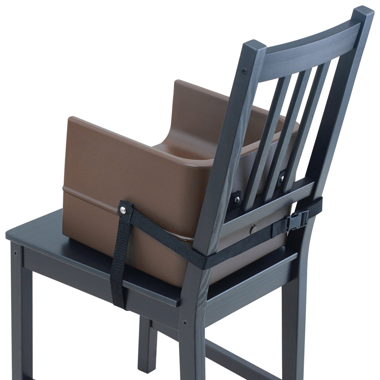 Booster Seat, Plastic, Single-Sided, 3-Way Strap, Brown