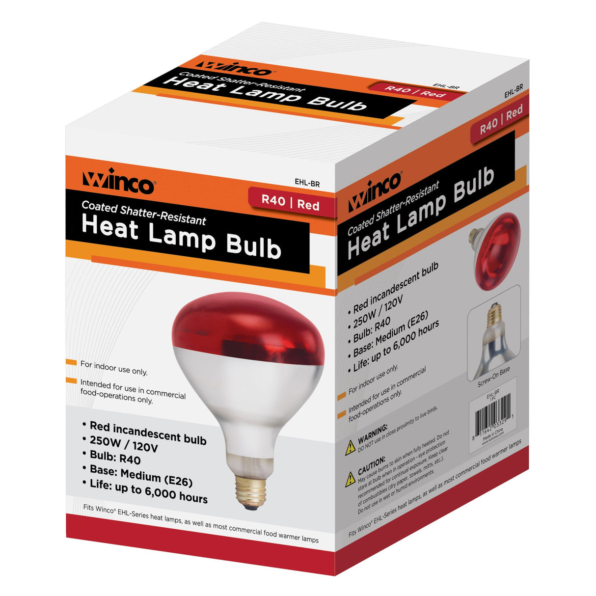 Shatter-Resistant Bulb, 250W, Red
