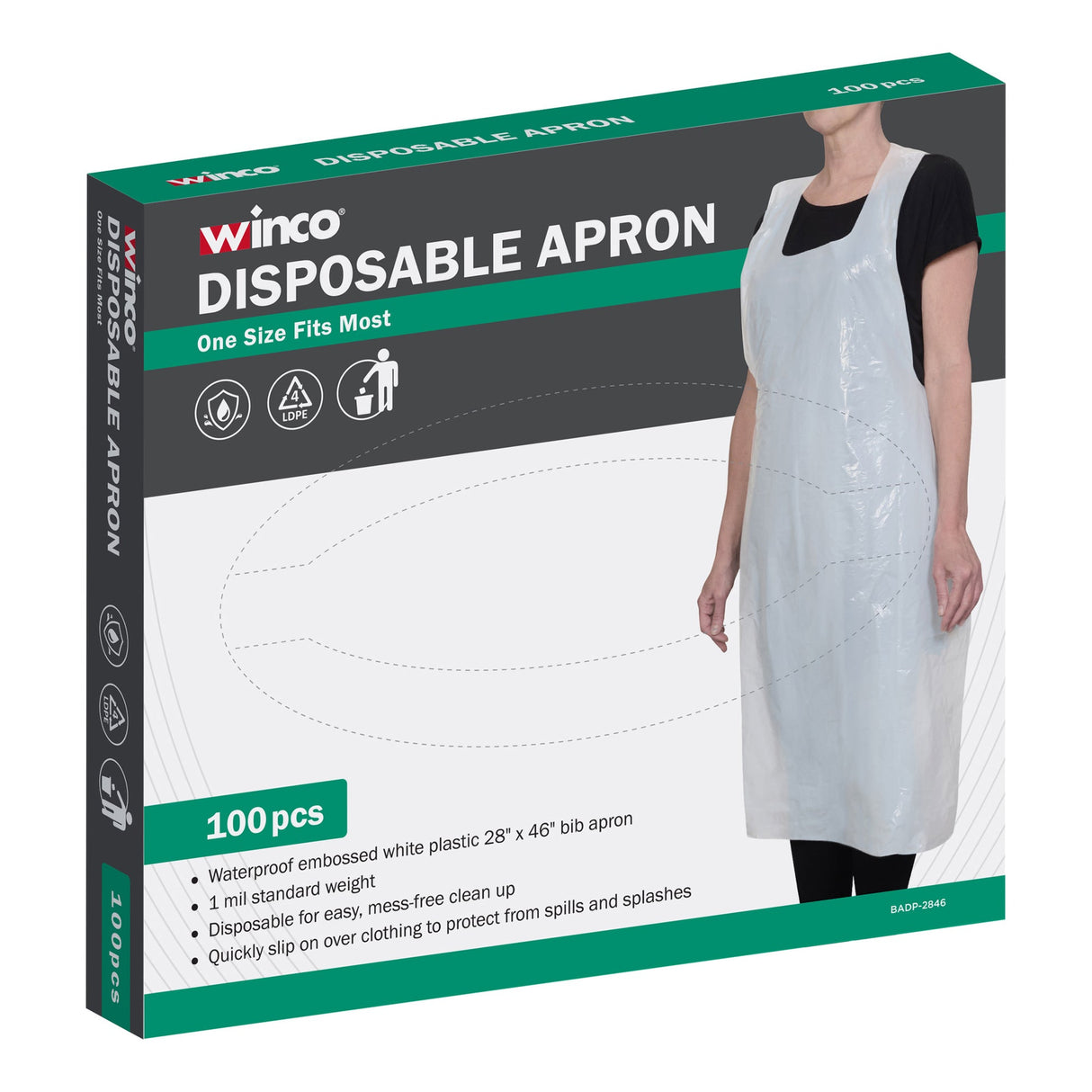 Disposable Plastic Apron, 28" x46", 100pcs/box