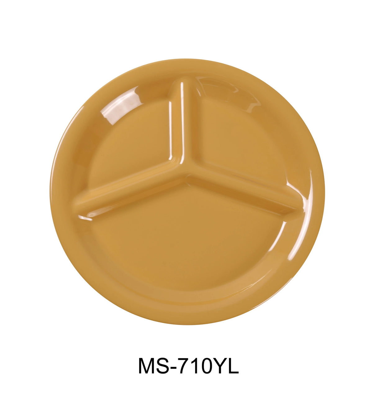 24 Pack Yanco COMPARTMENT COLLECTION 10" 3-COMPARTMENT PLATE YELLOW