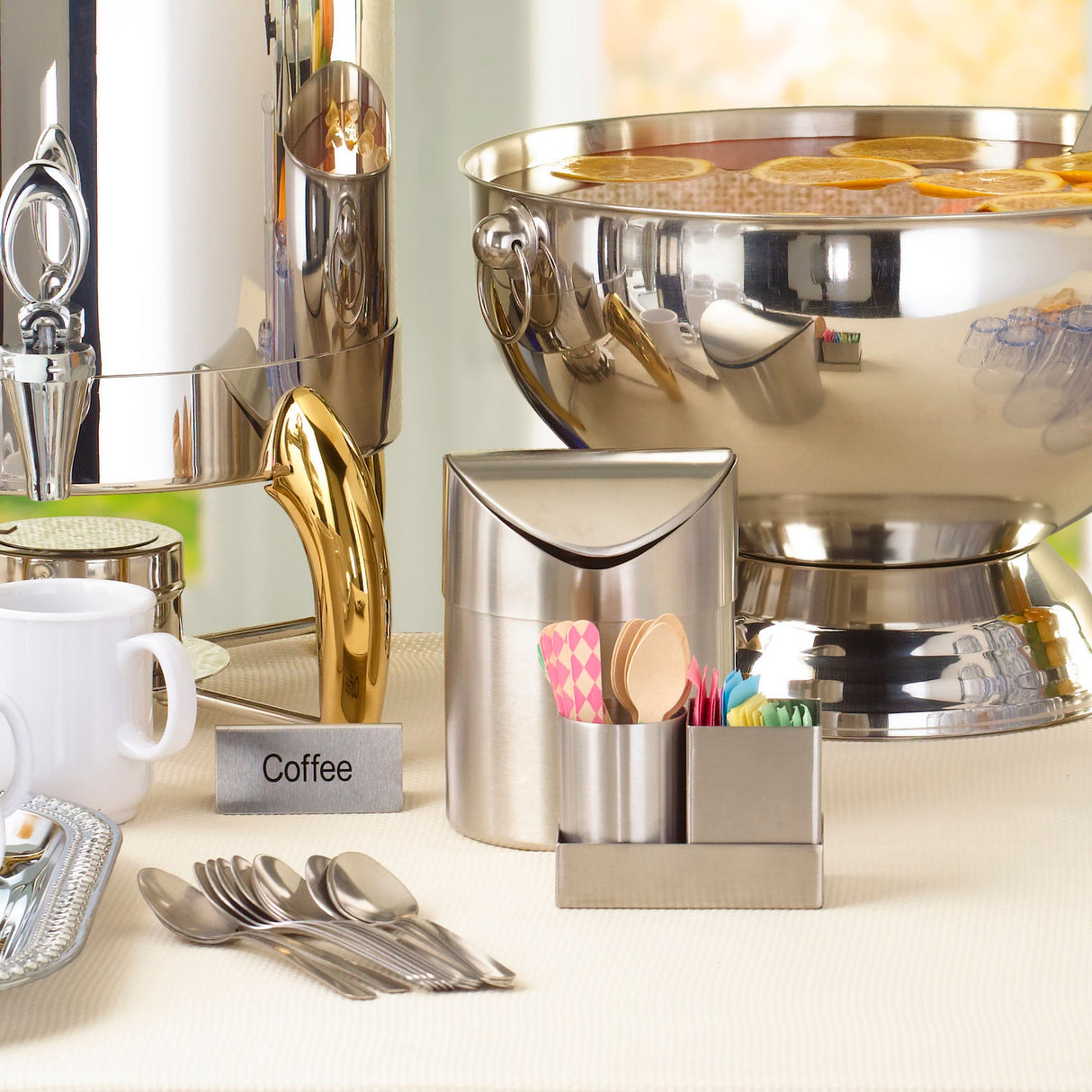 Round & Square Sugar Packet Holder Set, Stainless Steel