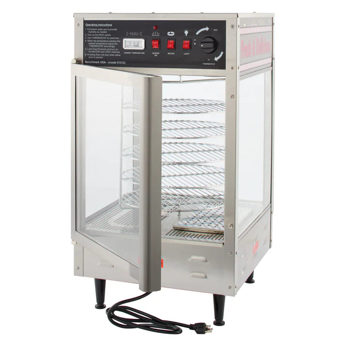 BenchmarkUSA Rotating Pizza Display Warmer - Stainless Steel, Humidified, ETL Certified