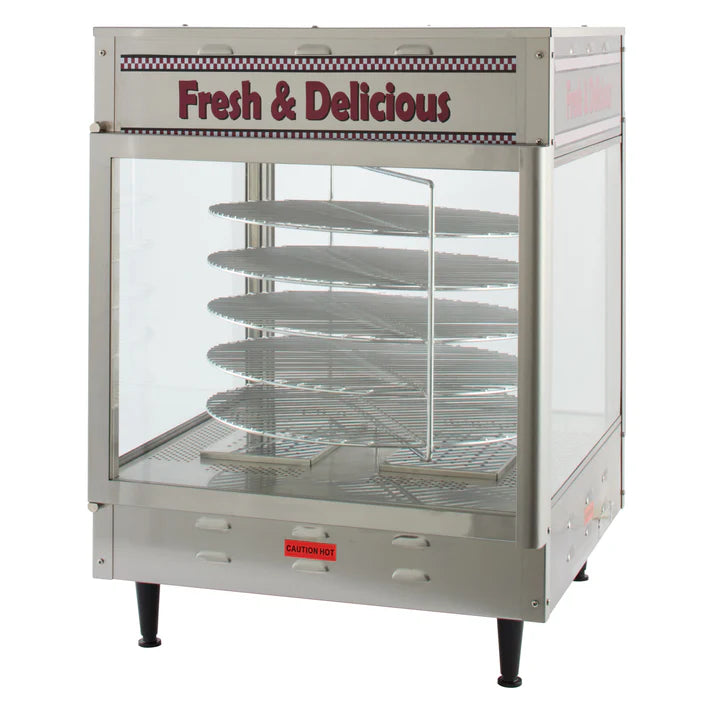 BenchmarkUSA Rotating Pizza Display Warmer - Stainless Steel, Humidified, ETL Certified