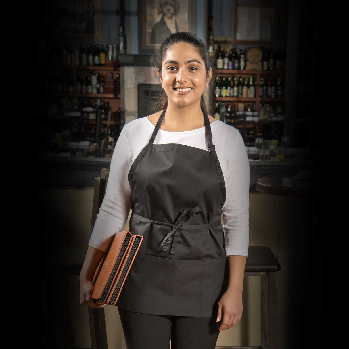 Mid-Length Bib Apron with 3-Pockets