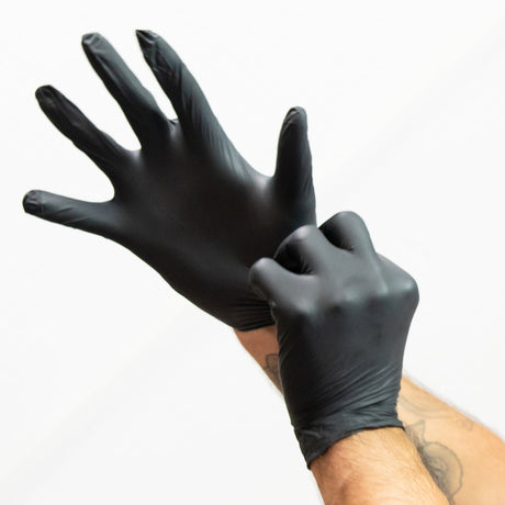 Disposable Gloves, Nitrile, M, Powder-Free, Black,3Mil,FDA Compliant,100pcs/box