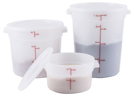 Round Storage Container, White, Polypropylene