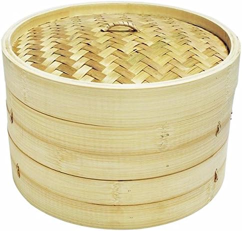 12" Bamboo Steamer Set- 2 layers - 3 pieces