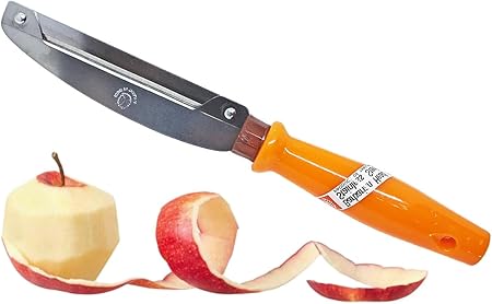WitnyStore Kitchen Tool 8½" Long Orange Plastic Handle Stainless Steel Peeler - Thai Cooking Utensils Multipurpose Portable Hand-Held Cookery Equipments for Preparing Food Fruit Vegetable