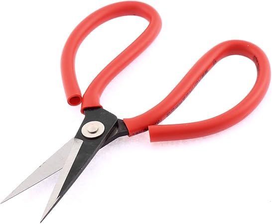 Rubber Coated Handle Metal Cutter Scissors 6.5 Inches Long Red