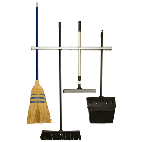 24" Mop/Broom Rack with Rubber Bristles