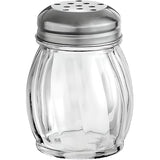 6-Ounces Glass Spices Shaker With Perforated Stainless Steel Top And Parmesan Cheese Shaker With Slotted Stainless Steel Top/Set of 2/Bulk Swirl Retro Style Dispensers With Lids/Salt & Pepper Shakers