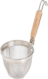 Asian Kitchen Spider Strainer, 6-Inch Stainless Steel Mesh Strainer Basket with 7.5-Inch Bamboo Handle