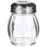 6-Ounces Glass Spices Shaker With Perforated Stainless Steel Top And Parmesan Cheese Shaker With Slotted Stainless Steel Top/Set of 2/Bulk Swirl Retro Style Dispensers With Lids/Salt & Pepper Shakers