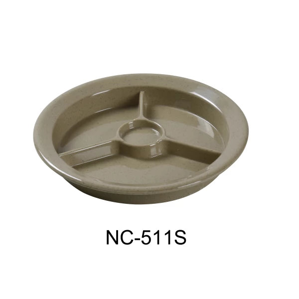 Yanco COMPARTMENT COLLECTION 9 1/2" 3-COMPARTMENT PLATE W/CUP HOLDER SAND