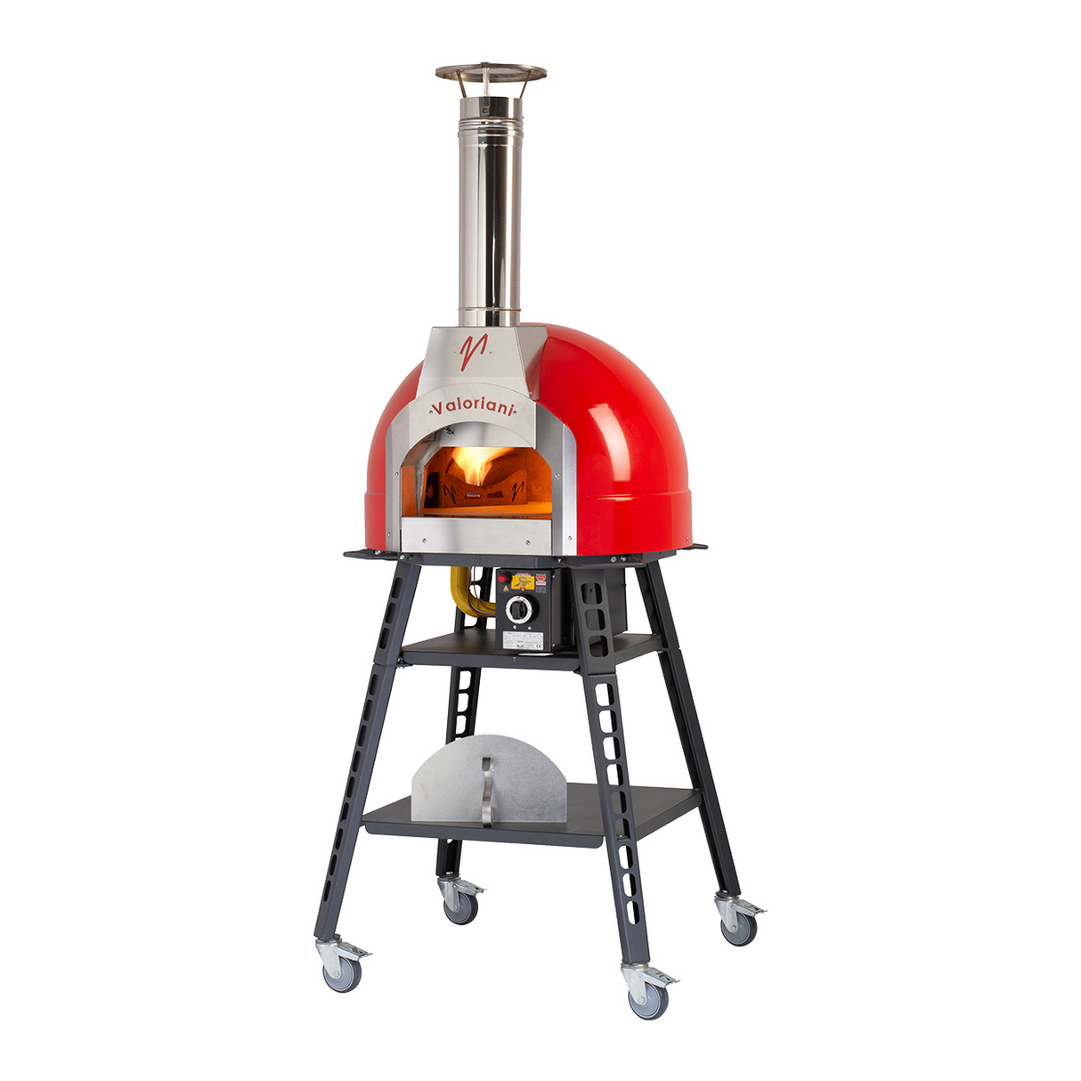 Valoriani Baby 60 Red Metal Dome Wood Fired and Gas Oven with Stand and Casters – 44,358 BTU
60 柴火/燃气双燃披萨烤箱（含支架与脚轮/红金屬款）