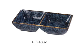 Yanco Blue Star 5 1/2"X3"X1 3/8" Double Sauce Dish 1.5 Oz Each