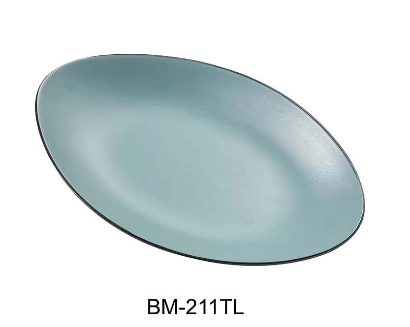 Yanco BIRMINGHAM - TEAL  11 1/2" X 7 1/4" X 1 1/8" DEEP OVAL PLATE