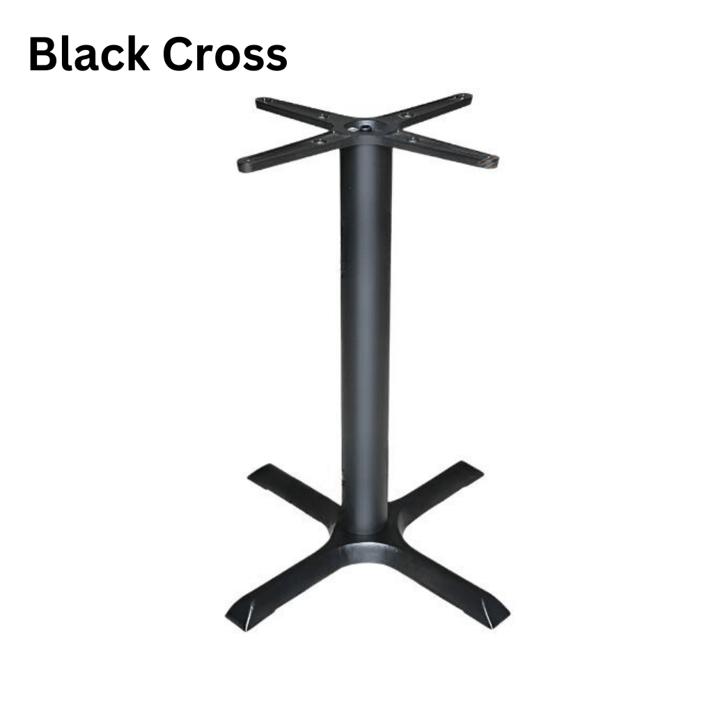 Black cast iron cross table base