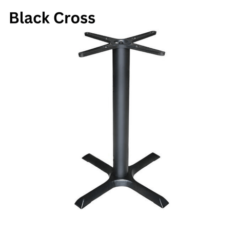 Black cast iron cross table base